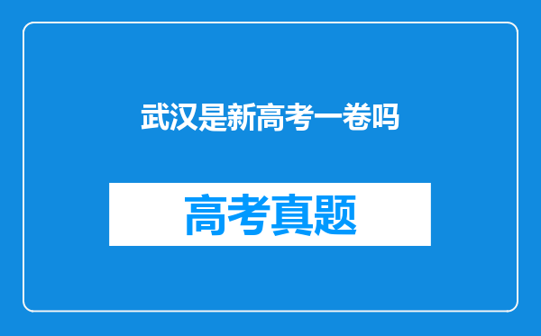 武汉是新高考一卷吗