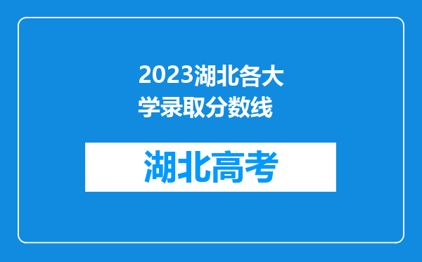 2023湖北各大学录取分数线