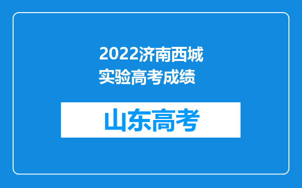 2022济南西城实验高考成绩