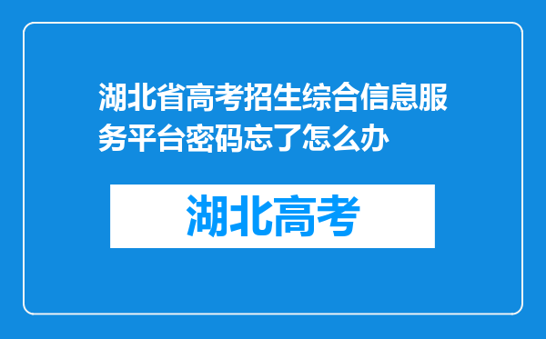 湖北省高考招生综合信息服务平台密码忘了怎么办