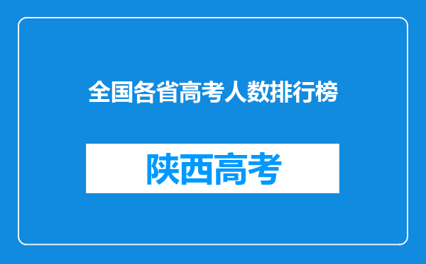 全国各省高考人数排行榜