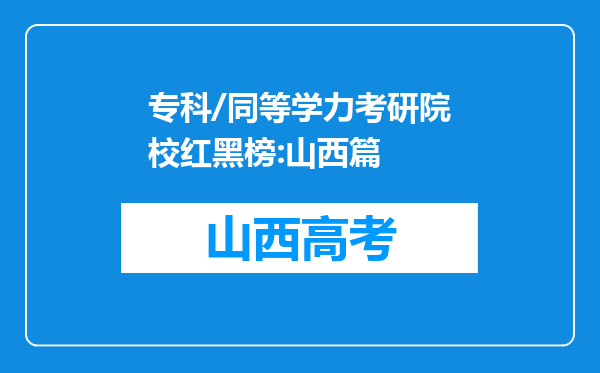 专科/同等学力考研院校红黑榜:山西篇