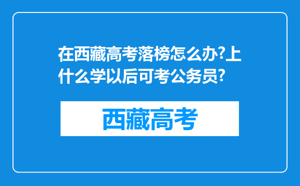 在西藏高考落榜怎么办?上什么学以后可考公务员?