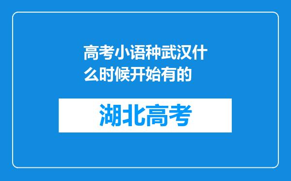 高考小语种武汉什么时候开始有的