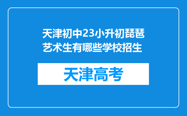 天津初中23小升初琵琶艺术生有哪些学校招生