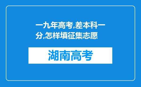 一九年高考,差本科一分,怎样填征集志愿