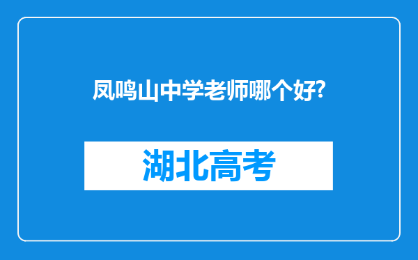 凤鸣山中学老师哪个好?