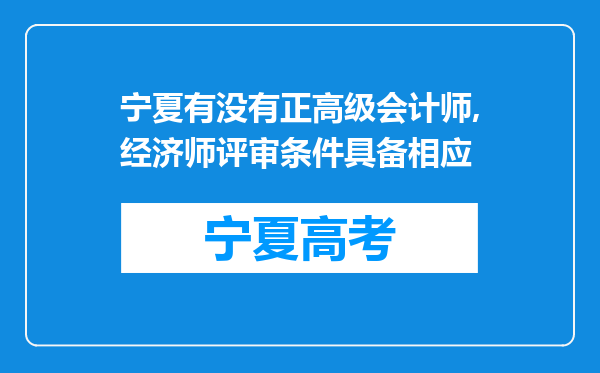 宁夏有没有正高级会计师,经济师评审条件具备相应