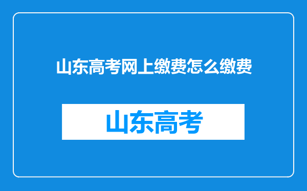 山东高考网上缴费怎么缴费