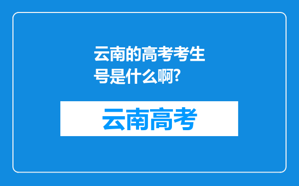 云南的高考考生号是什么啊?