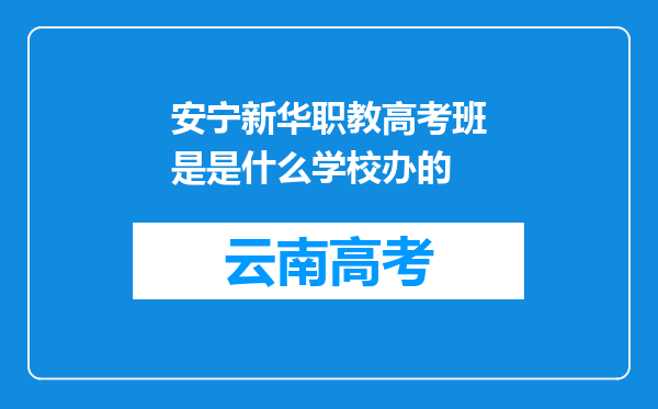 安宁新华职教高考班是是什么学校办的