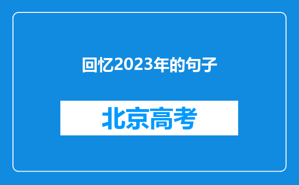 回忆2023年的句子