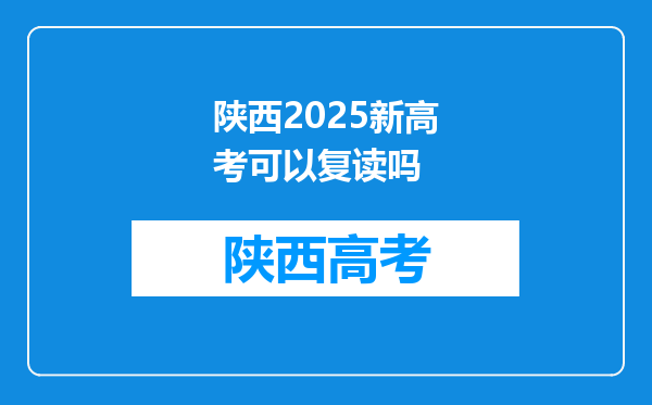 陕西2025新高考可以复读吗