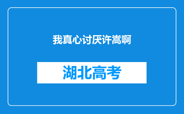 我真心讨厌许嵩啊