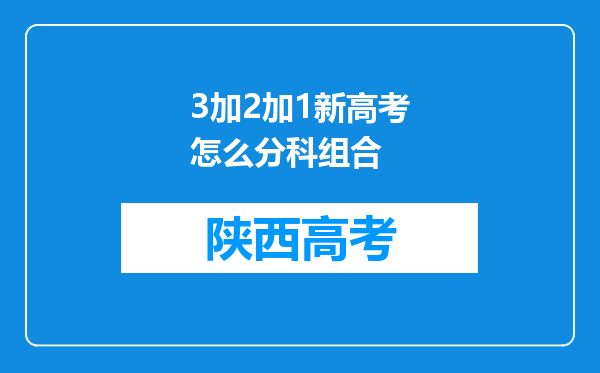 3加2加1新高考怎么分科组合