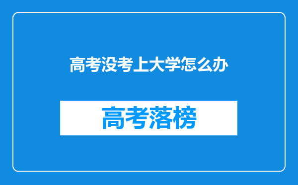 高考没考上大学怎么办