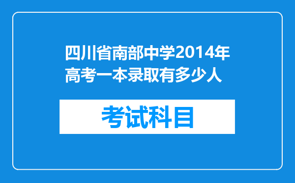 四川省南部中学2014年高考一本录取有多少人