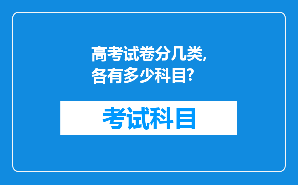 高考试卷分几类,各有多少科目?