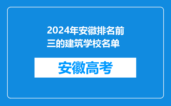 2024年安徽排名前三的建筑学校名单