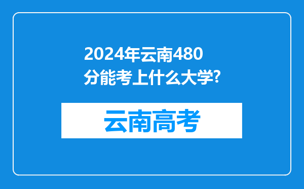 2024年云南480分能考上什么大学?