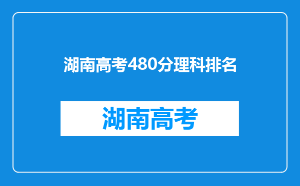 湖南高考480分理科排名