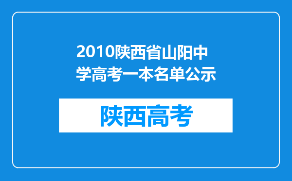 2010陕西省山阳中学高考一本名单公示