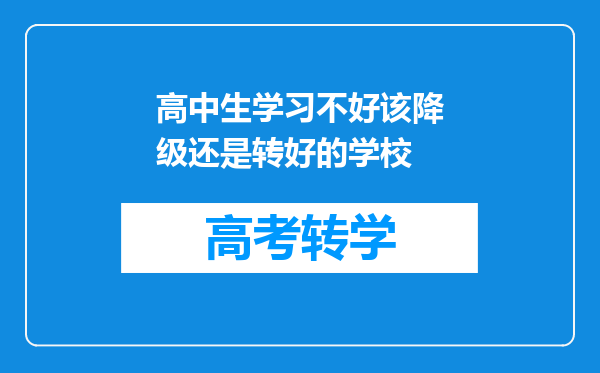 高中生学习不好该降级还是转好的学校