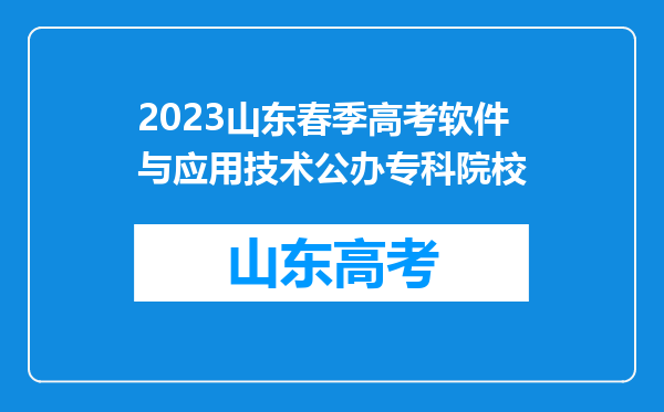 2023山东春季高考软件与应用技术公办专科院校