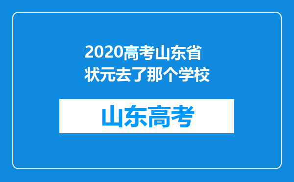 2020高考山东省状元去了那个学校