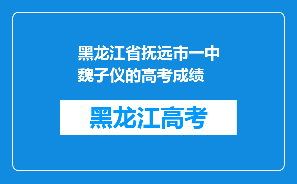 黑龙江省抚远市一中魏子仪的高考成绩