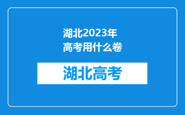 湖北2023年高考用什么卷