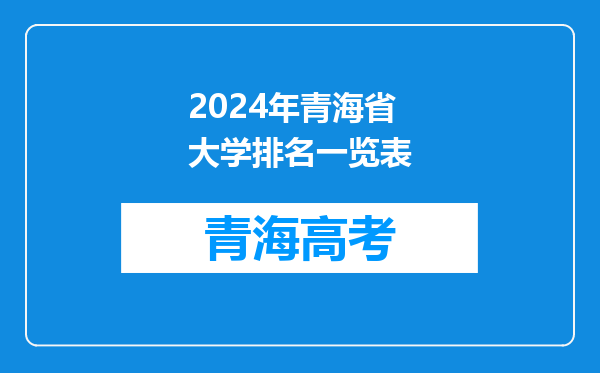 2024年青海省大学排名一览表