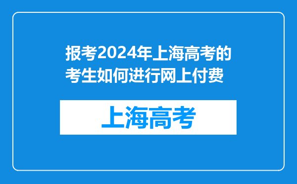 报考2024年上海高考的考生如何进行网上付费