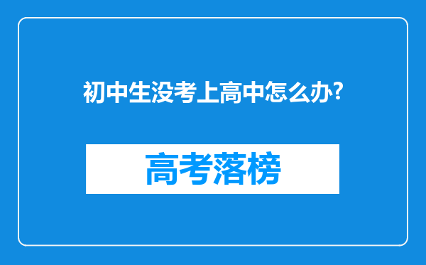 初中生没考上高中怎么办?