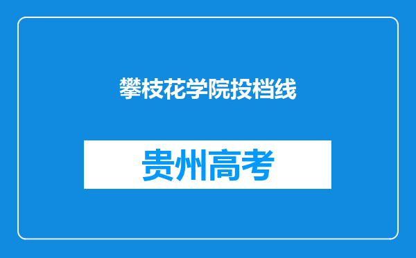 攀枝花学院投档线