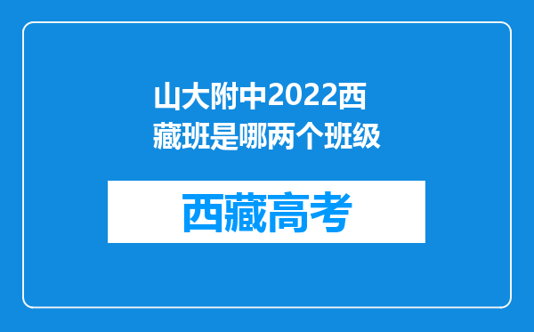 山大附中2022西藏班是哪两个班级