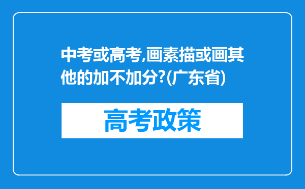 中考或高考,画素描或画其他的加不加分?(广东省)