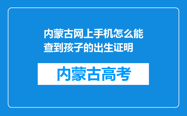 内蒙古网上手机怎么能查到孩子的出生证明