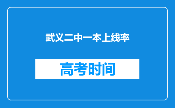 武义二中一本上线率