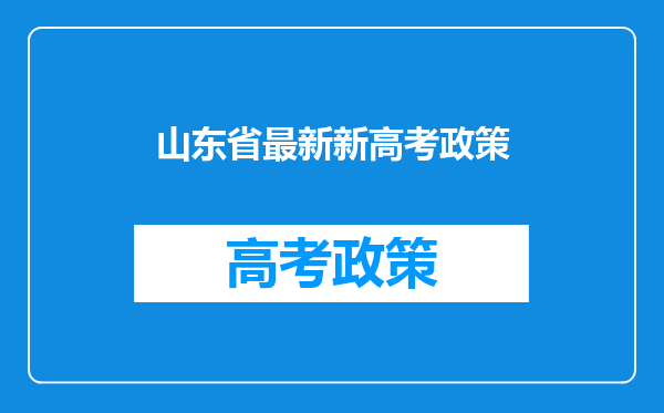 山东省最新新高考政策