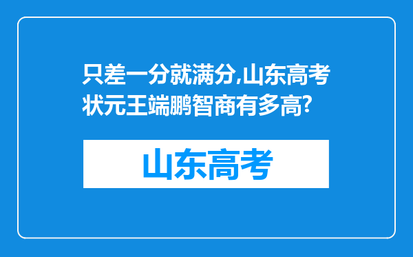 只差一分就满分,山东高考状元王端鹏智商有多高?