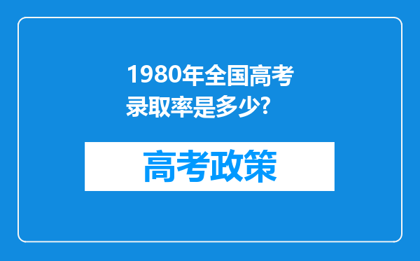 1980年全国高考录取率是多少?