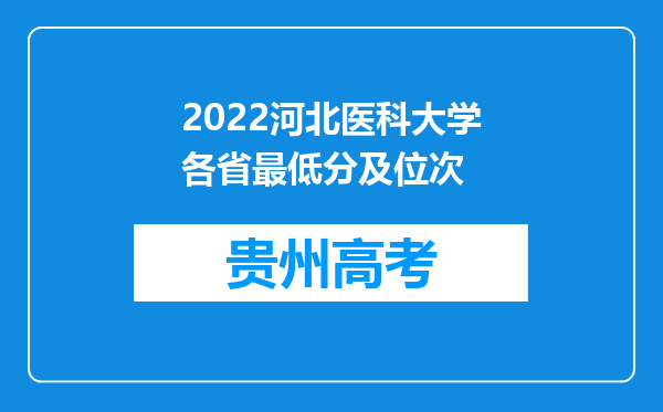 2022河北医科大学各省最低分及位次