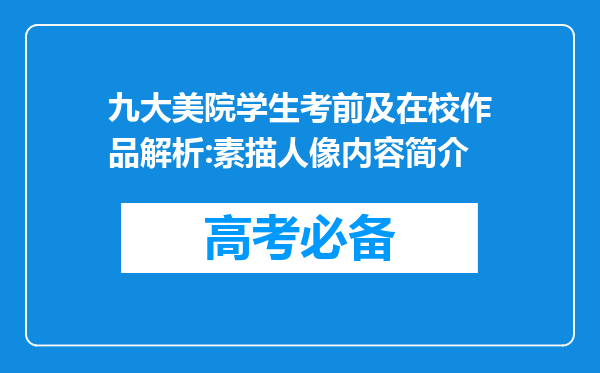 九大美院学生考前及在校作品解析:素描人像内容简介