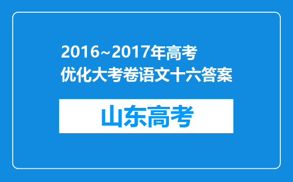 2016~2017年高考优化大考卷语文十六答案