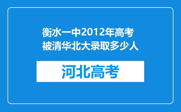 衡水一中2012年高考被清华北大录取多少人