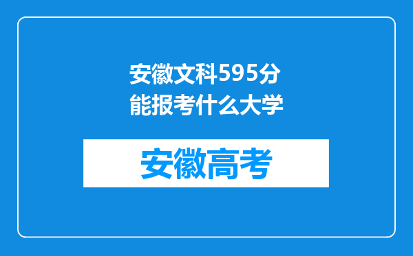 安徽文科595分能报考什么大学