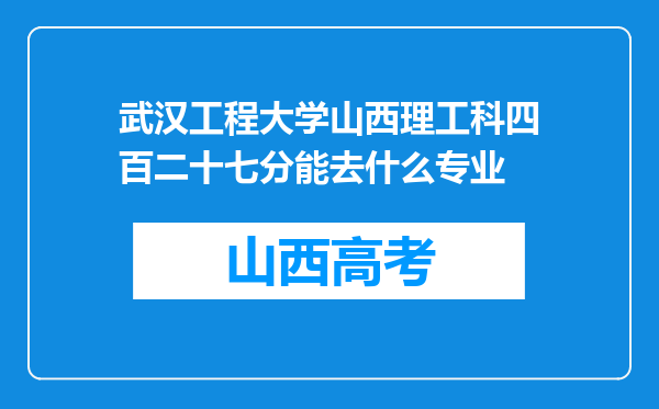 武汉工程大学山西理工科四百二十七分能去什么专业