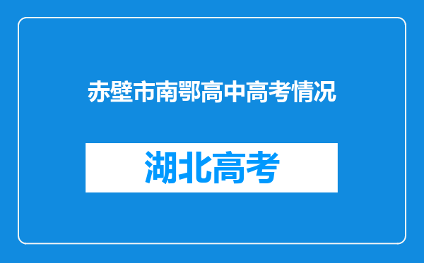 赤壁市南鄂高中高考情况