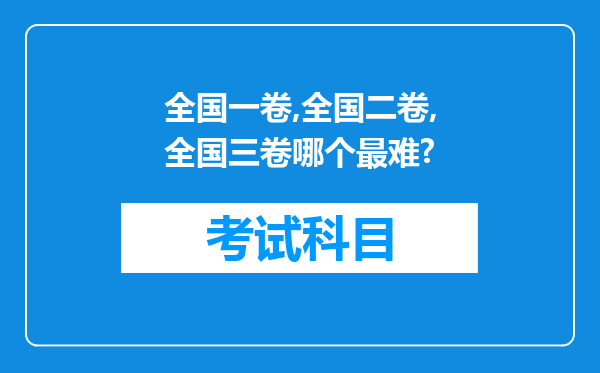 全国一卷,全国二卷,全国三卷哪个最难?